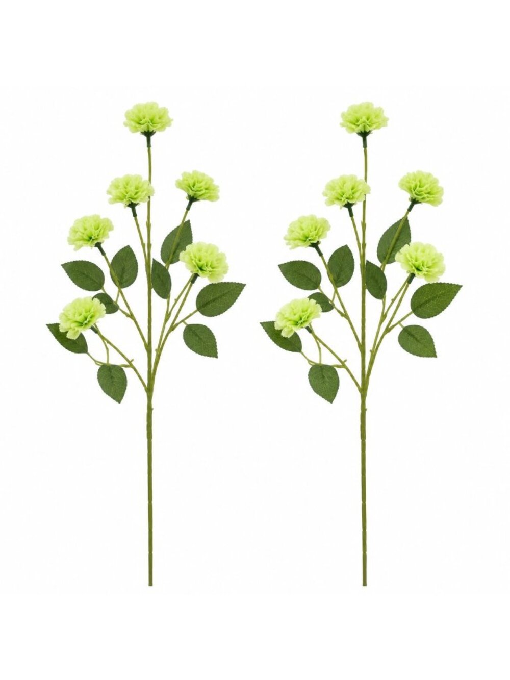 Lime Green Mini Carnation Stems Set of 2 26 Inch Artificial Flowers Faux Filler